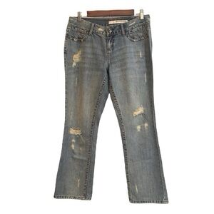 DKNY DISTRESSED STRAIGHT LEG MID RISE DENIM ANKLE JEANS BLUE SIZE 8P
